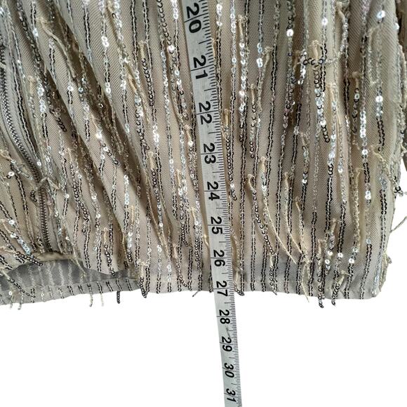 Southern Fried Chics Jacket 3XL Champagne Beige Mesh Sequin Fringe Boho Showgirl - Picture 9 of 16